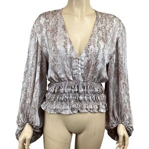 Fate Snakeprint Silky Bishop Balloon‎ Long sleeve top size medium